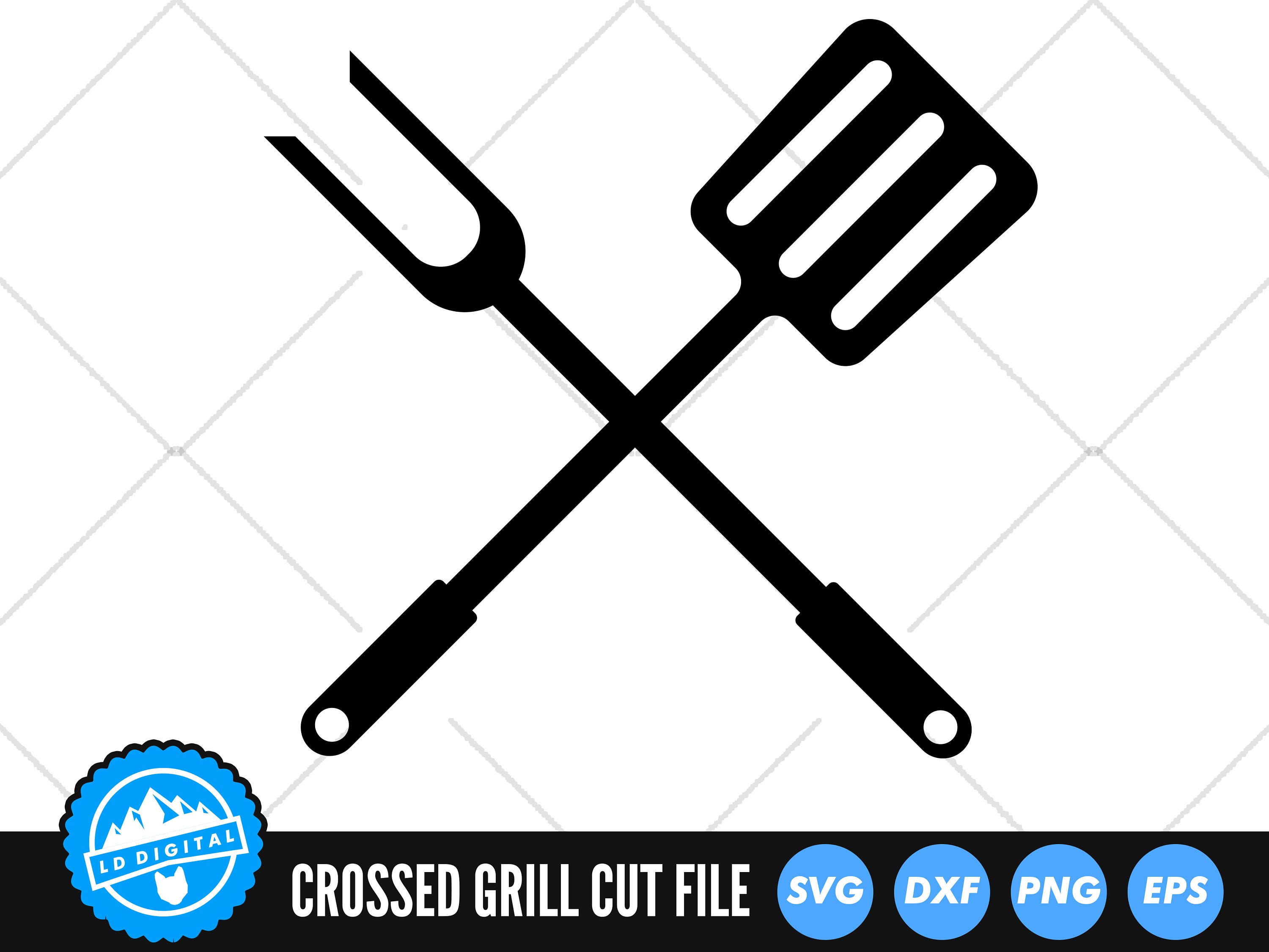 BBQ Grill Utensils SVG Files Crossed Grill and Spatula SVG Etsy UK