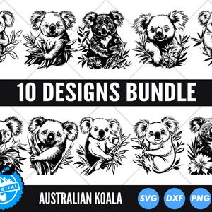 Koala SVG Files, Koala Cut Files, Australian Animal Vector, Koala Silhouette, Australia Clip Art, Cute Koala SVG, Baby Koala SVG