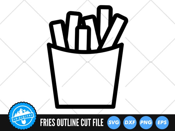 French Fries SVG Files | Fries Outline Cut Files | French Fries Vector Files | Fast Food Clip Art | CnC Files