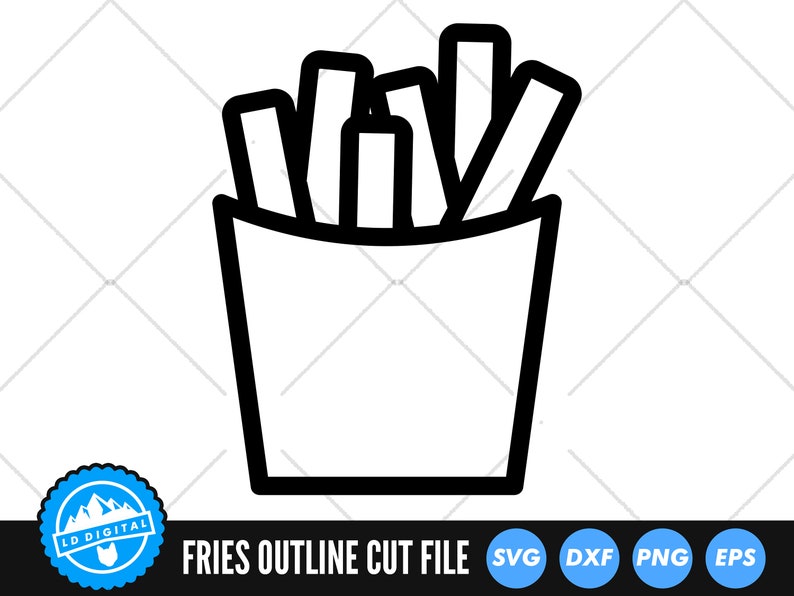 Pommes frites SVG-filer | Pommes frites konturklippsfiler | Pommes frites vektorfiler | Snabbmat clipart | CNC-filer bild 1