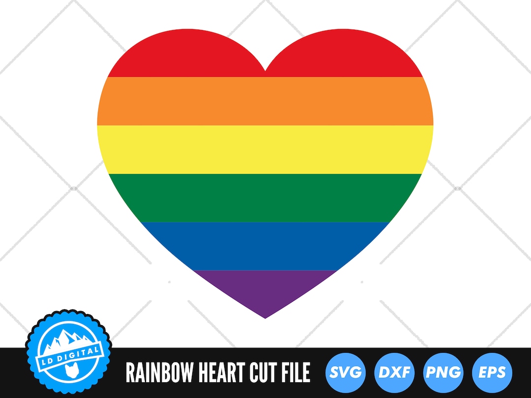 Rainbow Heart SVG Files | Pride Heart Cut Files | LGBTQ Love SVG Vector ...