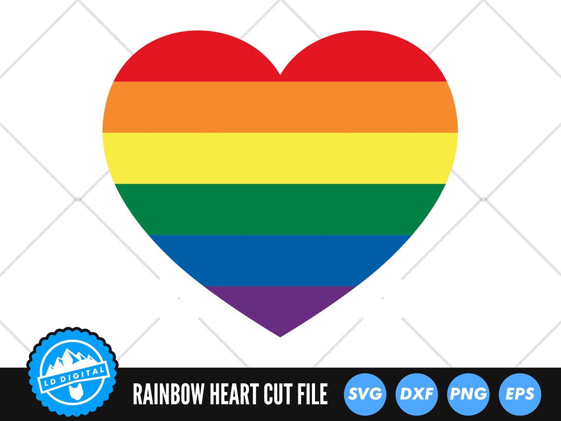 Rainbow Heart SVG Files | Pride Heart Cut Files | LGBTQ Love SVG Vector ...