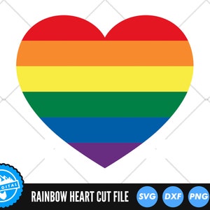 Regenbogen Herz SVG-Dateien | Stolz Herz Cut Files | LGBTQ Liebe SVG-Dateien | Gay Pride-Design | Queer-Stolz-ClipArt