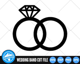 Wedding Ring SVG Files | Wedding Band SVG Cut Files | Engagement Ring SVG Vector Files | Groom and Bride Vector