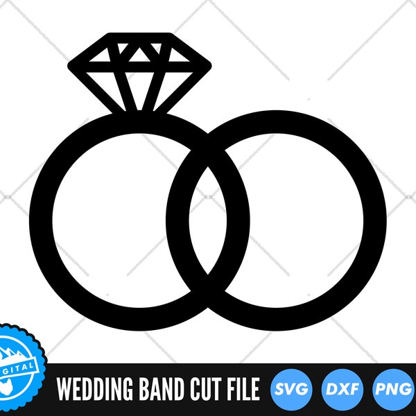 Wedding Ring SVG Files | Wedding Band SVG Cut Files | Engagement Ring SVG Vector Files | Groom and Bride Vector