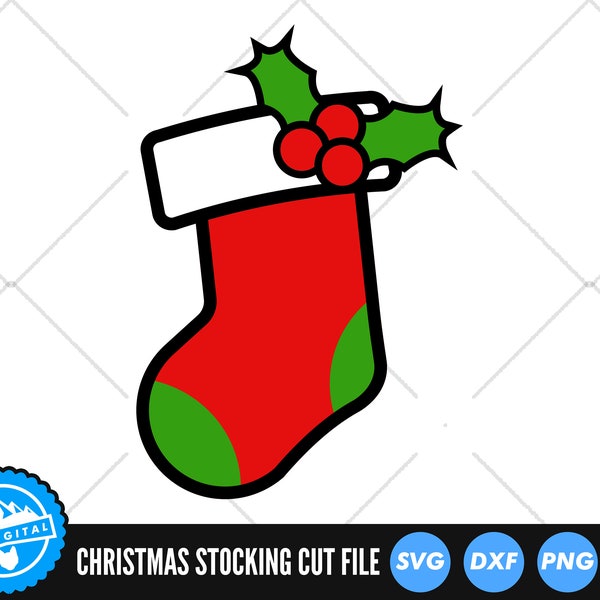 Christmas Stocking SVG Files | Christmas Sock Cut Files | Merry Christmas SVG Files | Christmas Clip Art | Santa SVG
