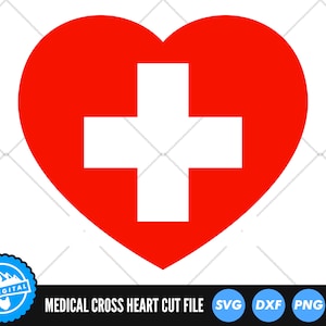 Heart Medical Cross SVG Files | Nurse SVG Cut Files | Medicine Nursing Vector Files | Medical Vector | Medical Heart Clip Art