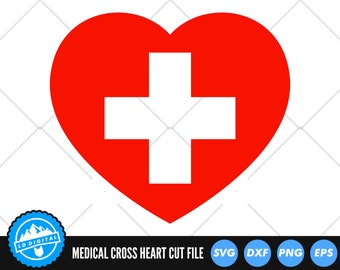 Heart Medical Cross SVG Files | Nurse SVG Cut Files | Medicine Nursing Vector Files | Medical Vector | Medical Heart Clip Art