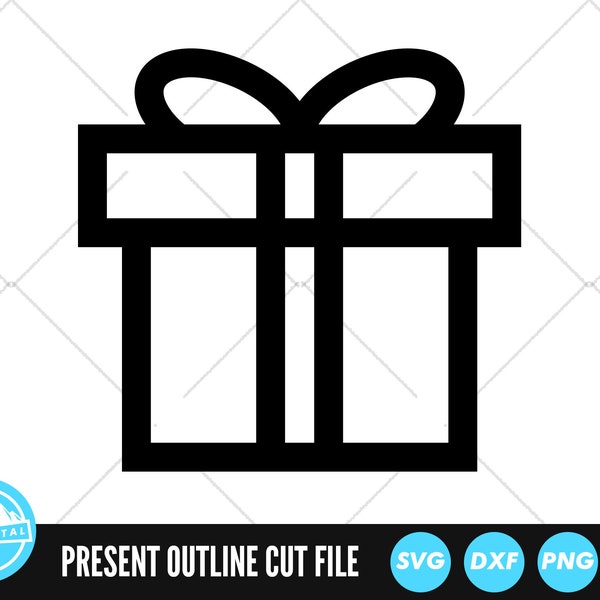 Present Outline SVG Files | Christmas Present Cut Files | Christmas Vector Files | Present Vector | Merry Christmas Clip Art