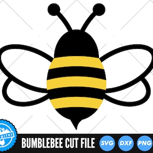 May include: Black and yellow bumblebee silhouette with wings. The bumblebee is a simple, cartoon-style illustration.