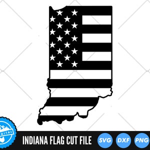 Indiana US Flag SVG Files | Indiana Silhouette Cut Files | United States of America Vector Files | Indiana Vector | USA Flag Cut File