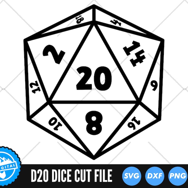 D20 Polyhedral Dice SVG Files | D20 Cut Files | D&D Vector Files | Dice Vector | D20 Clip Art | Critical Hit | CnC FIles