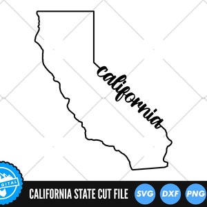 Contour de Californie avec des fichiers texte SVG | Fichiers de coupe Californie | vectoriels des États-Unis d'Amérique | Vecteur de Californie | Clipart Carte De Cali