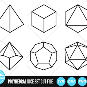 Polyhedral Dice Set SVG | Dice Bundle SVG | Polyhedron Dice | D4 | D6 | D8 | D10 | D12 | D20 | Dice png dxf eps svg Vector