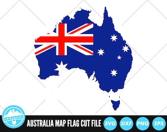 Australia Flag Map SVG Files | Australia Map Flag Cut Files | Australia Map Flag Vector Files | Australia Map Flag Clip Art | CnC Files