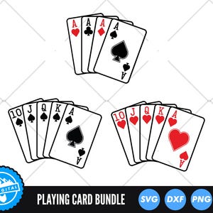Playing Cards SVG, Aces SVG, Playing Card Cut File, Poker Cards SVG, Royal Flush Clip Art, Cards Clip Art, Cut Files Cricut Silhouette