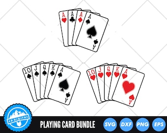 Playing Cards SVG, Aces SVG, Playing Card Cut File, Poker Cards SVG, Royal Flush Clip Art, Cards Clip Art, Cut Files Cricut Silhouette