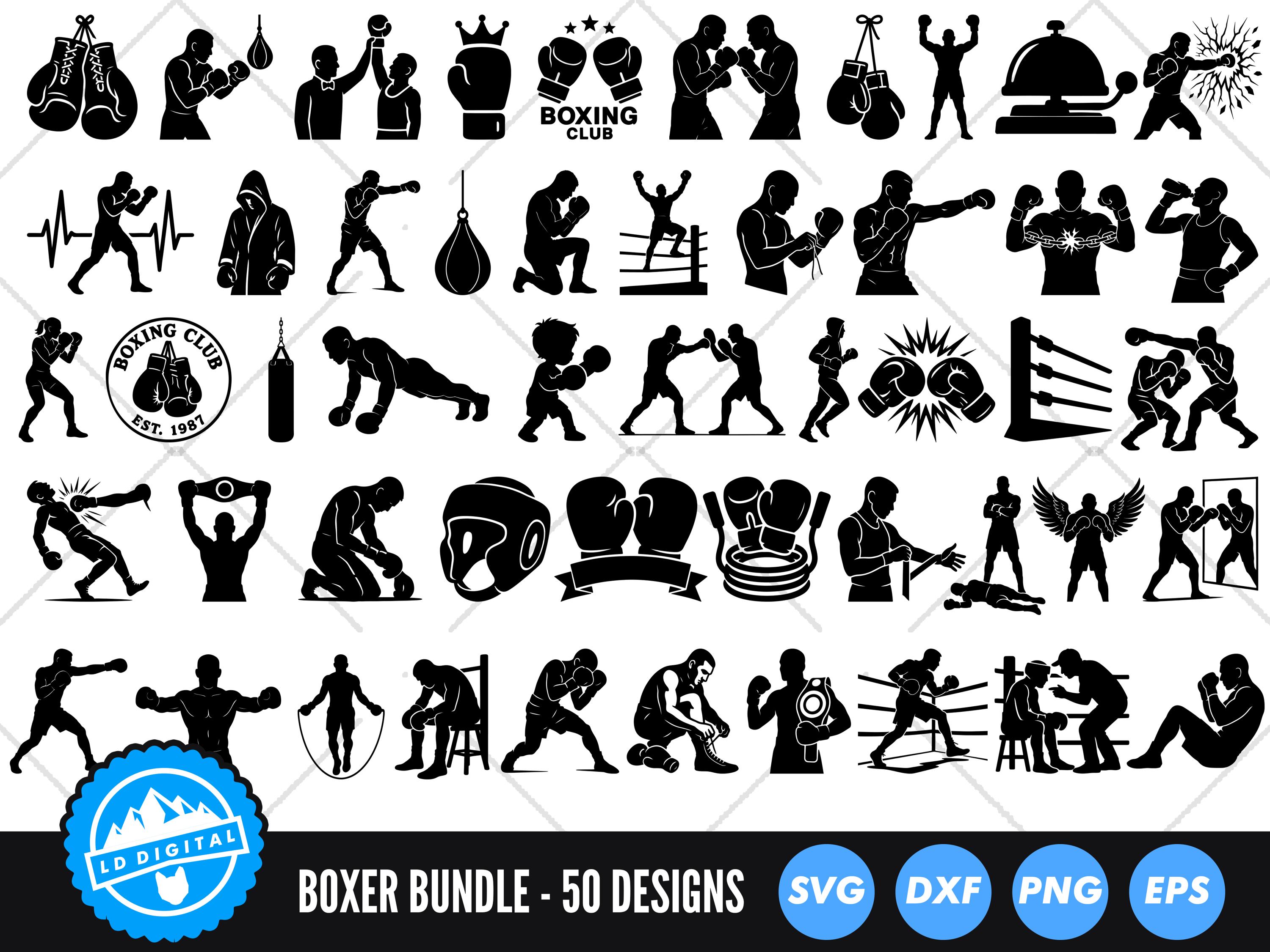 Boxing SVG Bundle, Boxer Silhouettes, Boxing Gloves SVG, Fighter SVG ...