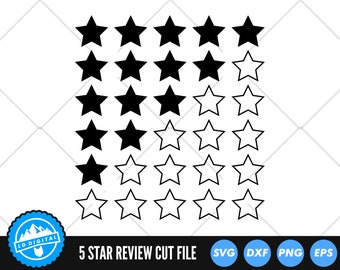 5 Star Review SVG Files | Review Cut Files | Stars Vector Files | Rating Vector | 5 Star Review Clip Art | Reviews SVG