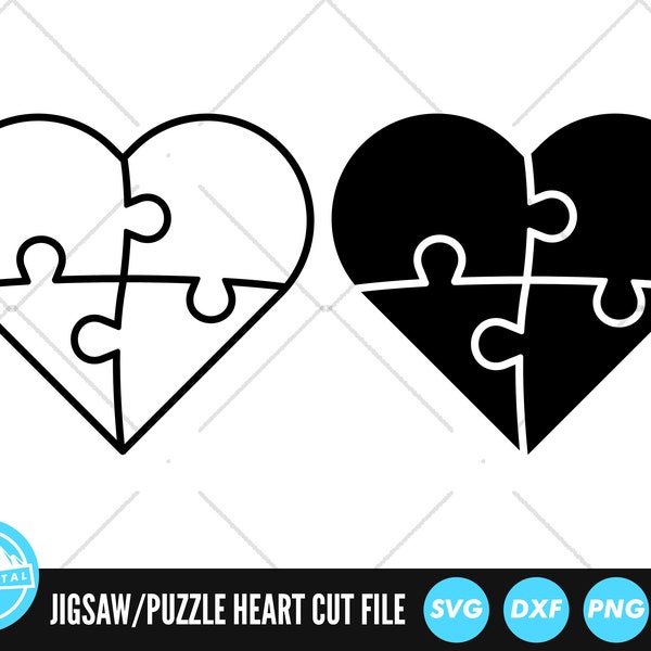 Jigsaw Puzzle Heart SVG Files | Jigsaw Piece Cut Files | Puzzle Pieces Vector Files | Jigsaw Vector | Puzzle Clip Art | CnC Files