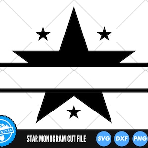 Star Monogram SVG Files | Star Split Name Frame Cut Files | Star Monogram Vector Files | Star Monogram Vector | Star Clip Art | CnC Files