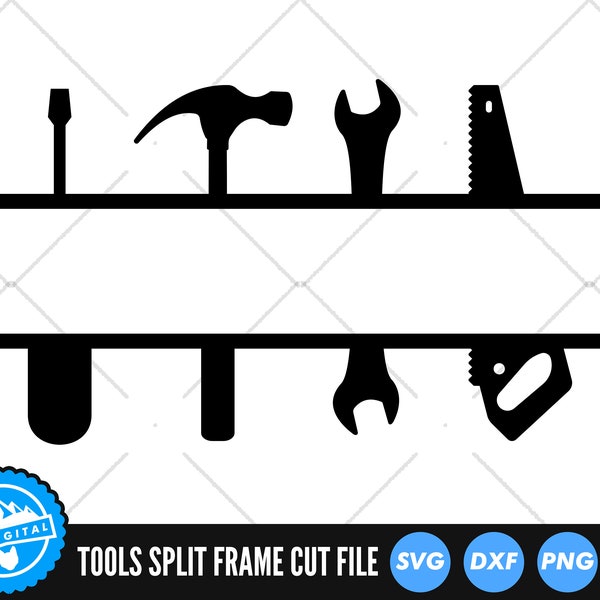 Tool Frame Monogram SVG Files | Tools Split Frame SVG Cut Files | Carpenters Tools Vector | Mechanic Tools Vector | Woodworking Tools | Dad