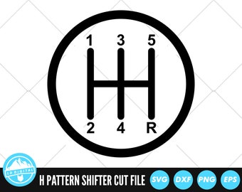 Gear Shifter SVG Files | H Pattern Shift Knob Cut Files | Stick Shift Bat Vector Files | Gear Shifter Clip Art | CnC Files