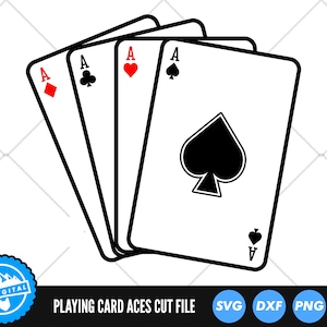 As Cartes à jouer Fichiers SVG | As de pique | As de coeur | As de carreau | Fichiers coupés pour les As de trèfle | Fichiers vectoriels As