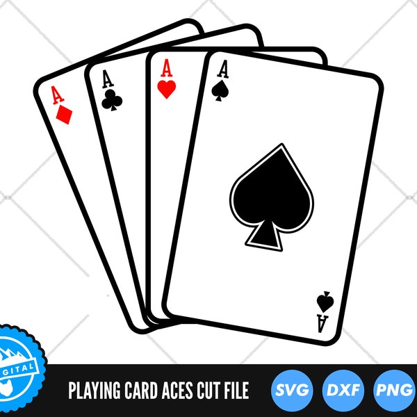 Aces Playing Cards SVG Files | Ace of Spades | Aces of Hearts | Ace of Diamonds | Aces of Clubs Cut Files | Aces Vector Files