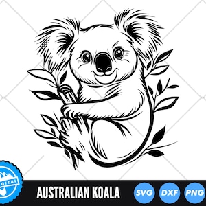 Koala SVG Files, Koala Cut Files, Australian Animal Vector, Koala Silhouette, Australia Clip Art, Cute Koala SVG, Baby Koala SVG