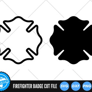 Firefighter Badge SVG Files | Maltese Cross Cut Files | Fire Department Vector Files | Fire Dept Vector | Firefighter Badge Clip Art