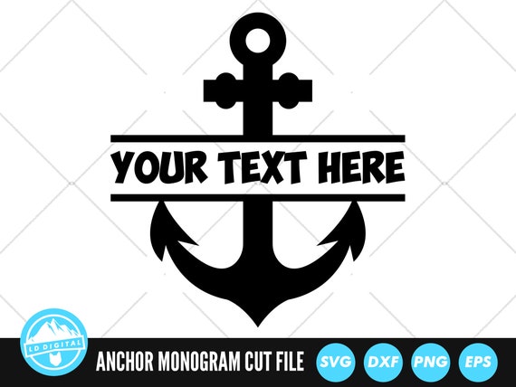 Anchor Split Name Frame Svg Files Anchor Monogram Cut Files Etsy