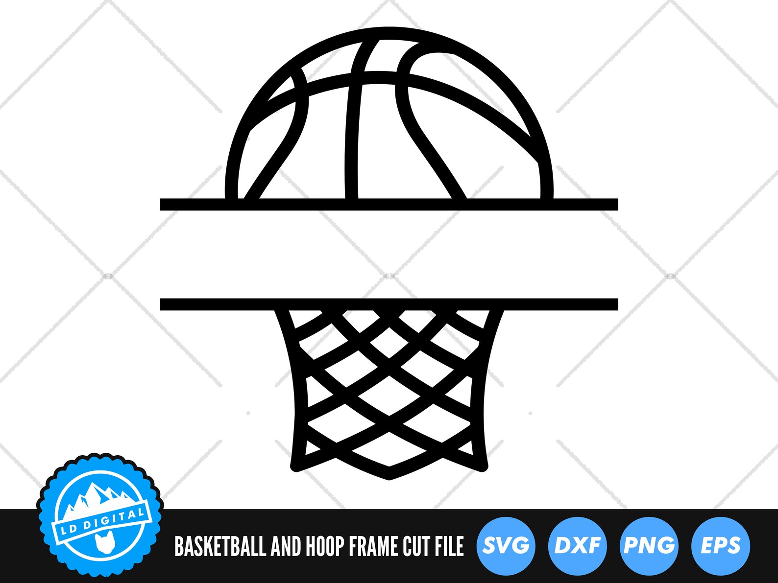 Basketball Hoop Frame SVG Files Basketball Monogram Cut Etsy