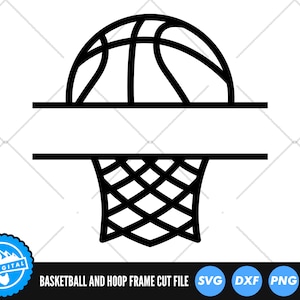 Basketball Hoop Frame SVG Files | Basketball Monogram Cut Files | Basketball Split Name Frame Vector | Basketball Vector
