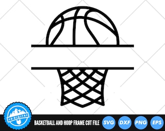 Basketball Hoop Frame SVG Files | Basketball Monogram Cut Files | Basketball Split Name Frame Vector | Basketball Vector