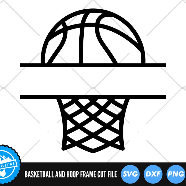 Basketball Hoop Frame SVG Files | Basketball Monogram Cut Files | Basketball Split Name Frame Vector | Basketball Vector