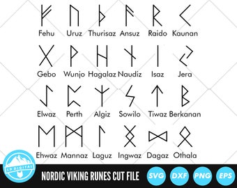 Nordic Runes Pack SVG Files | Viking Runes Cut Files | Viking Symbol Vector Files | Nordic Alphabet Vector | Norse Symbol Clip Art