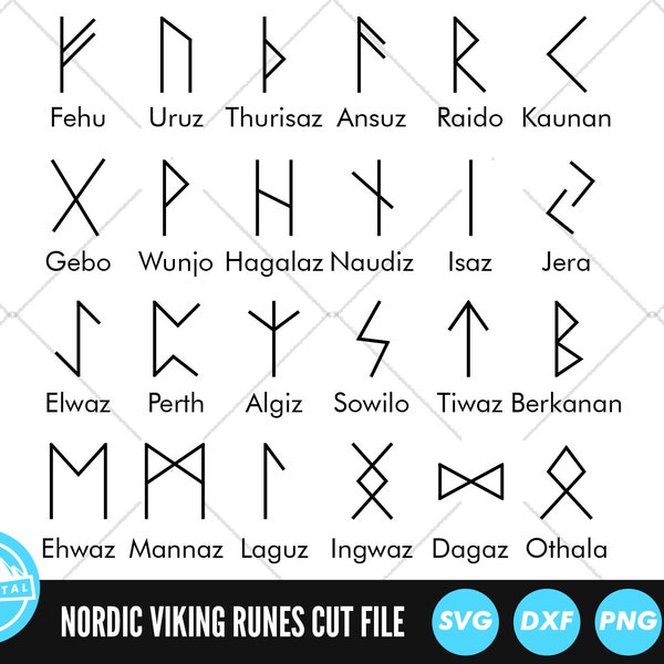 Nordic Runes Pack SVG Files | Viking Runes Cut Files | Viking Symbol Vector Files | Nordic Alphabet Vector | Norse Symbol Clip Art