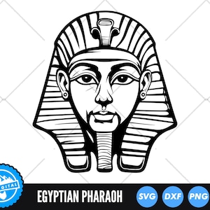 Pharaon égyptien SVG, Clipart Egypte ancienne, Silhouette de pharaon, tête de pharaon SVG, art des pyramides, roi Toutankhamon SVG, hiéroglyphes