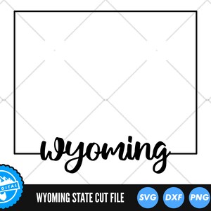 Contour du Wyoming avec des fichiers texte SVG | Fichiers coupés Wyoming | vectoriels des États-Unis d'Amérique | du vecteur Wyoming | Clipart Carte WY