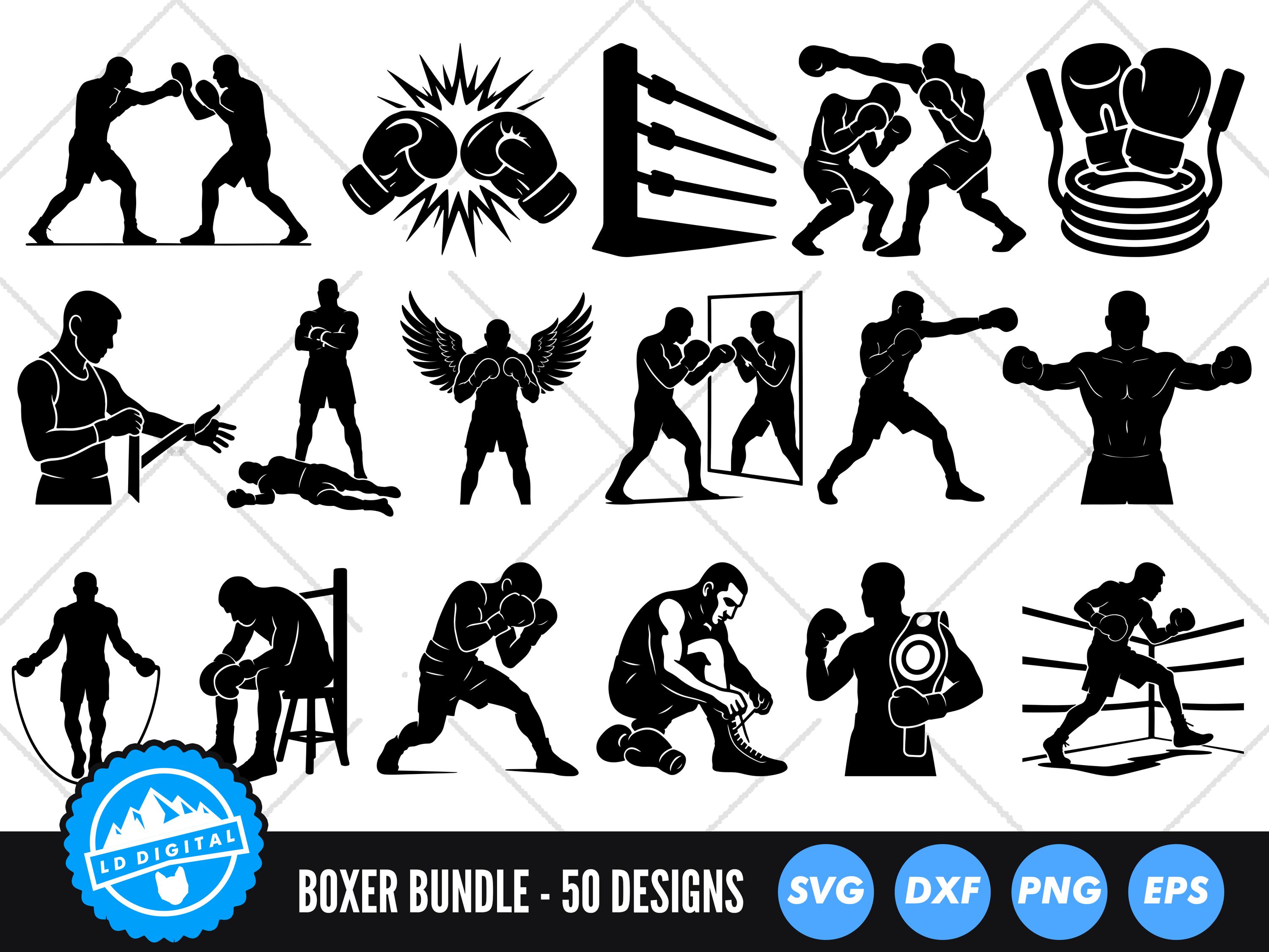 Boxing SVG Bundle, Boxer Silhouettes, Boxing Gloves SVG, Fighter SVG ...