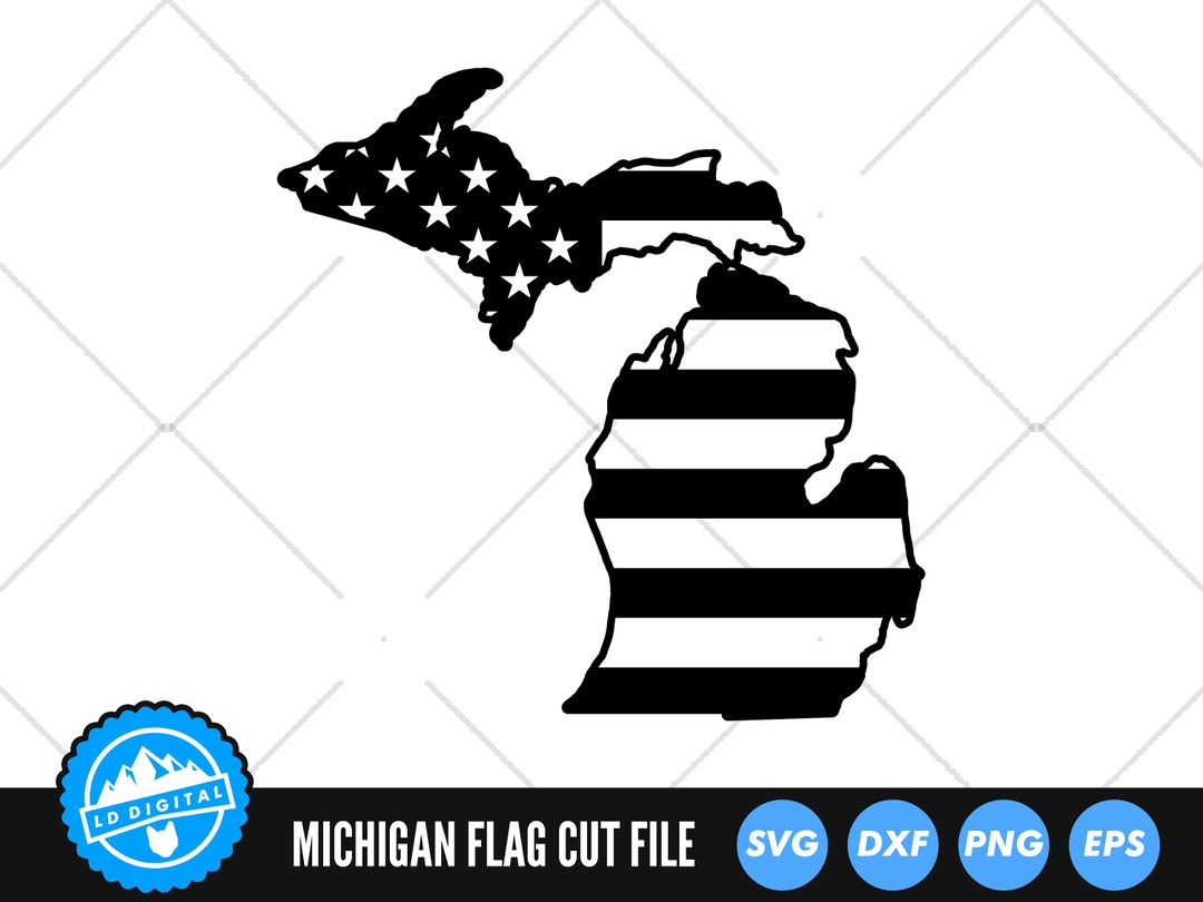 Michigan US Flag SVG Files Michigan Silhouette Cut Files United States ...