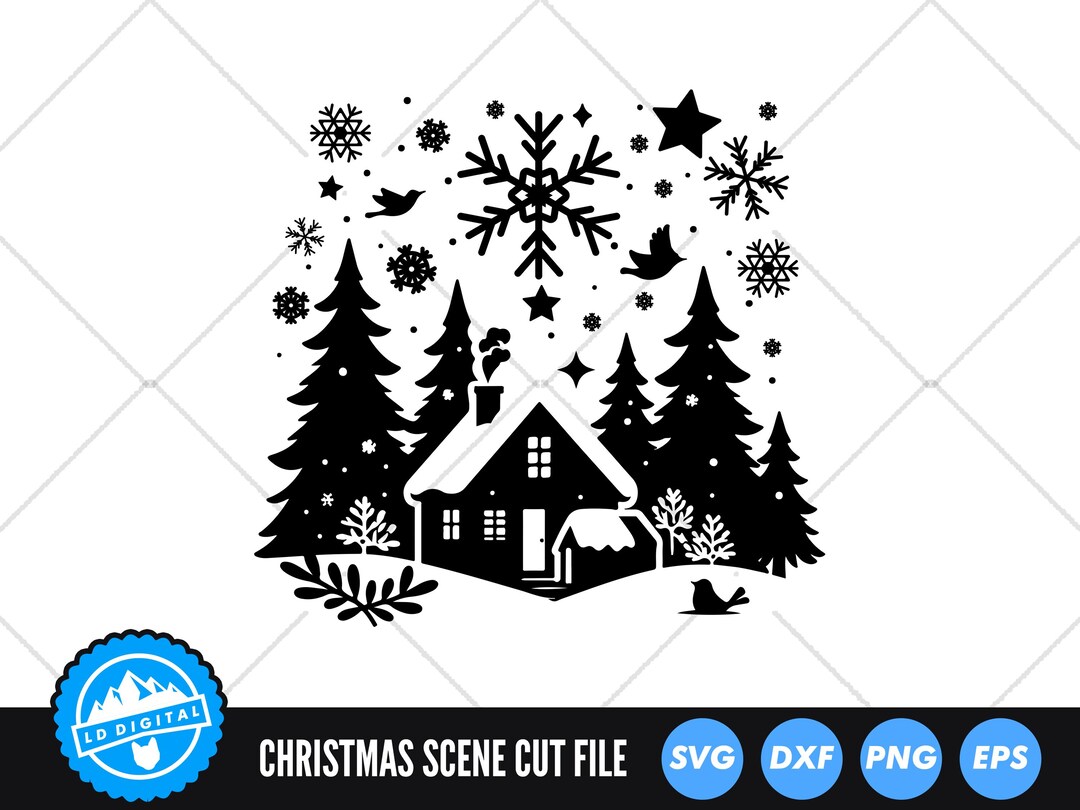 Christmas Scene SVG | Merry Christmas SVG | Christmas 2024 Cut File ...
