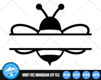Honigbiene Monogramm SVG-Dateien | Hummel SVG Schnittdateien | Waben-Dateien | Bienenstock Clip Art