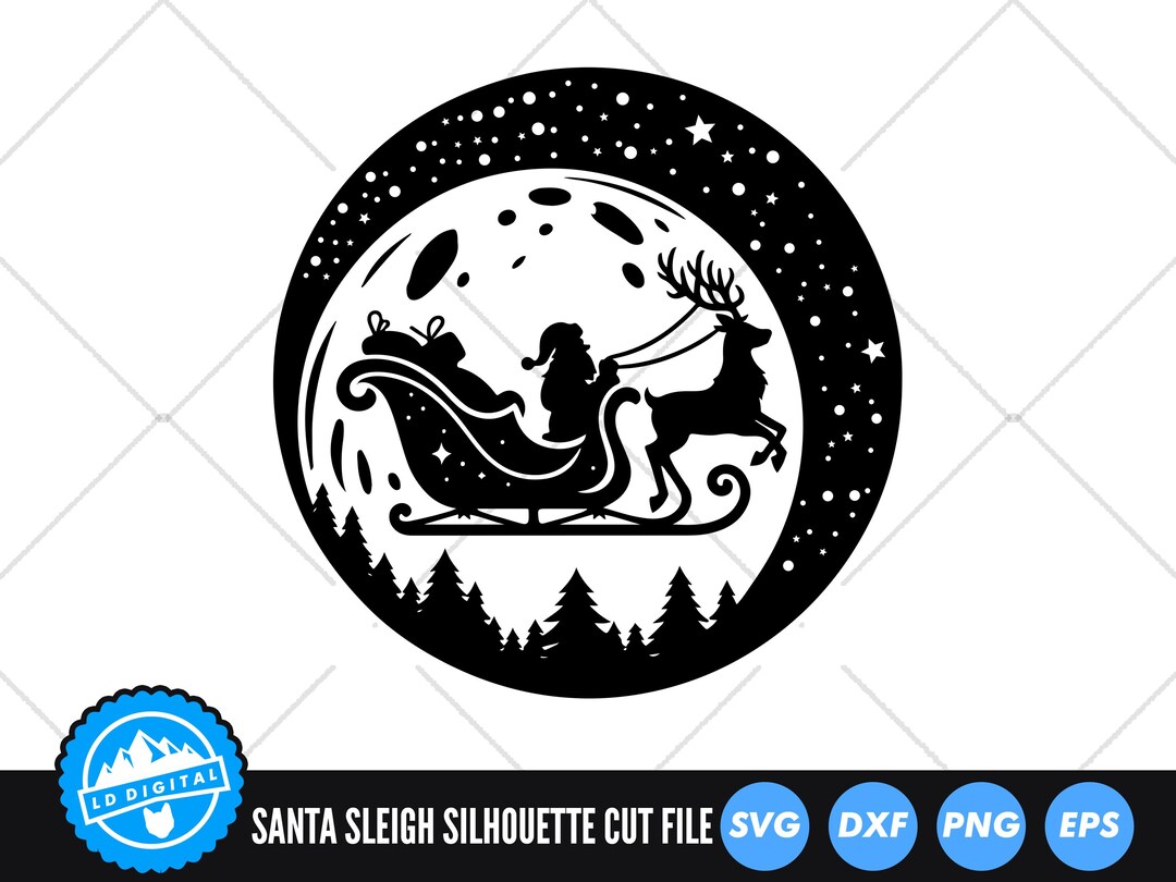 Santa Sleigh SVG Files Christmas SVG Cut Files Santa and Reindeer ...