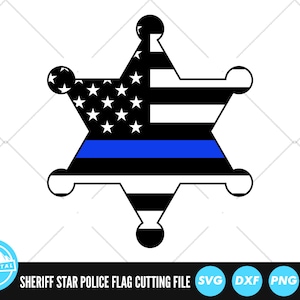Deputy Sheriff Badge Star Police Flag SVG | United States of America Flag | Police Support | Thin Blue Line