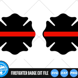 Firefighter Badge SVG Files | Thin Red Line Cut Files | Fire Department Vector Files | Fire Dept Vector | Maltese Cross Clip Art