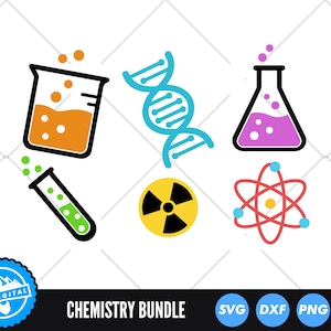Science SVG Bundle, Chemistry Lab Clipart, DNA, Beaker, Flask, Test Tube Cut Files, Cricut Silhouette, Classroom Decor Svg, Chemistry Svg