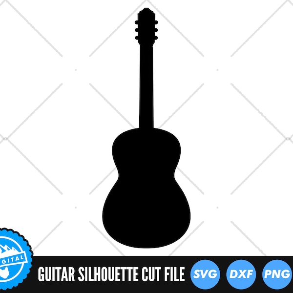 Guitar Silhouette SVG Files | Guitar SVG Cut Files | Guitar Vector Files | Acoustic Guitar SVG Vector | Guitar Clip Art | CnC Files