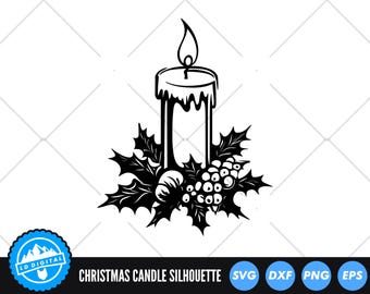 Christmas Candle SVG, Holiday Candle Cut File, Winter SVG for Cricut & Silhouette, Festive Candle SVG, Christmas Decor Svg, Candle Clipart